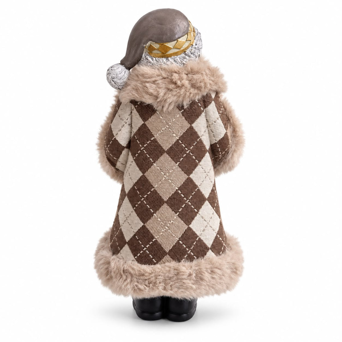 Figurină Moș Crăciun cu Felinar – Maro și Bej 30 cm