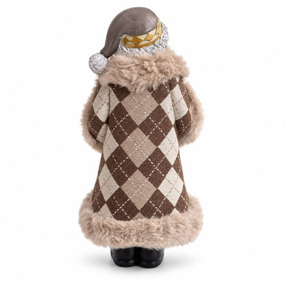 Figurină Moș Crăciun cu Felinar – Maro și Bej 30 cm