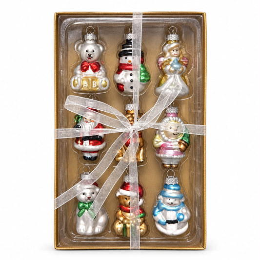 Set 9 mini ornamente din sticlă – Personajele iernii