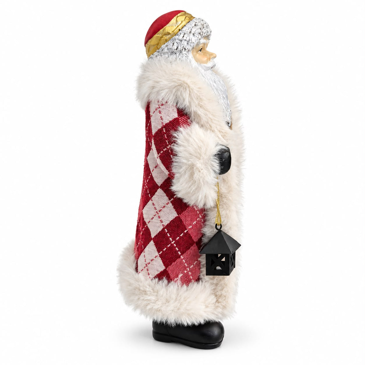 Figurină Moș Crăciun cu Felinar – Roșu și Alb 30 cm